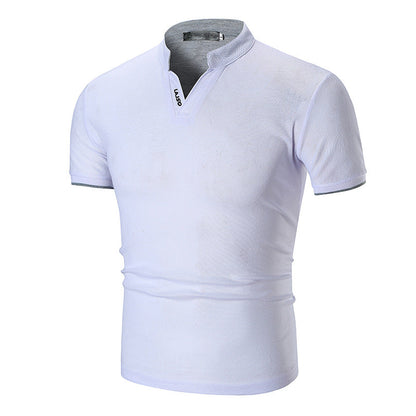 Herren Kurzarmhemd Modern Slim Fit Kontrast Kragen