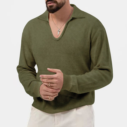 Herren Pullover V-Ausschnitt Lässig Strick Design