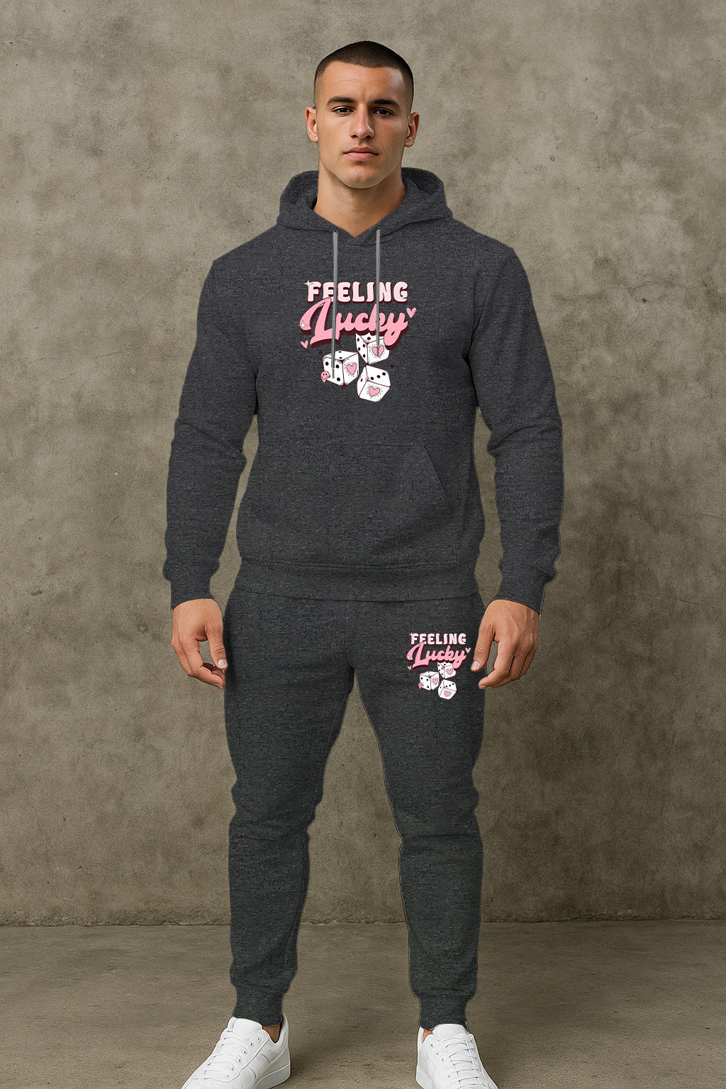 Herren Sport Set Hoodie Jogginghose Grau Komfort