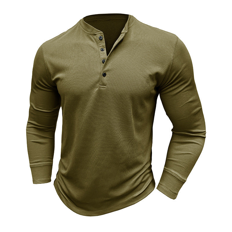 Herren Langarmshirt Modern Knopfleiste Slimfit
