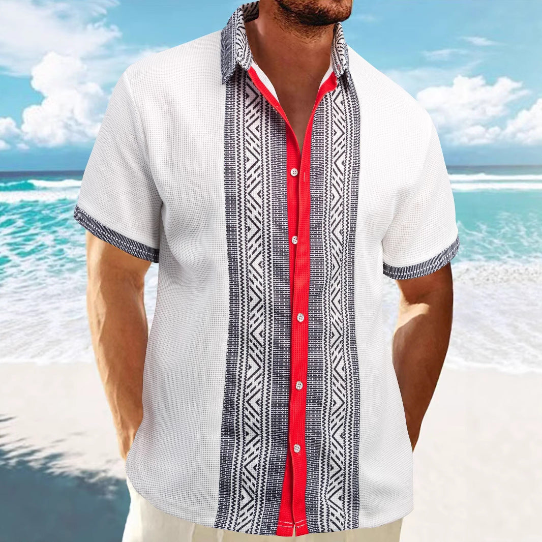 Herren Kurzarmhemd Ethno Muster Trendy Sommer