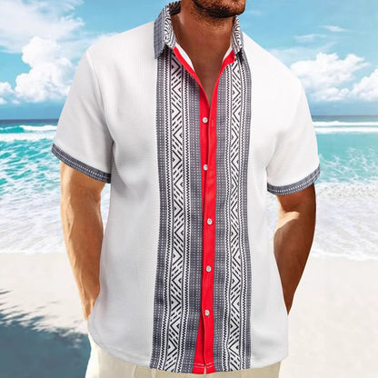 Herren Kurzarmhemd Ethno Muster Trendy Sommer