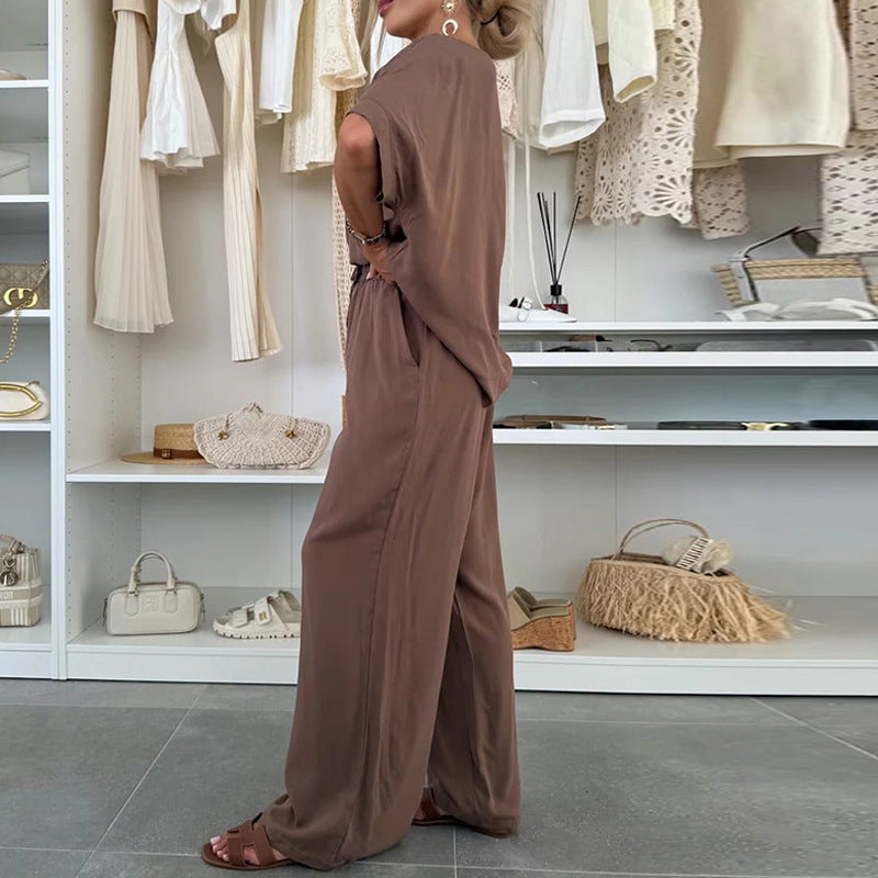 Damen Jumpsuit Weites Bein Elegant Mit Taillenbetonung