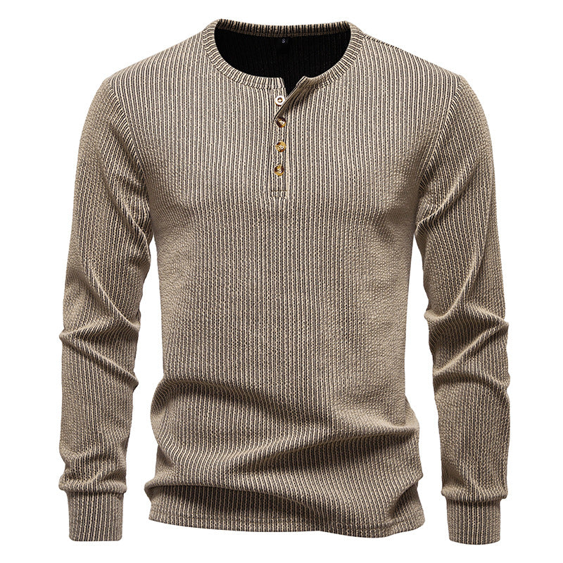 Herren Langarmhemd Mit Struktur und Knöpfen Modern