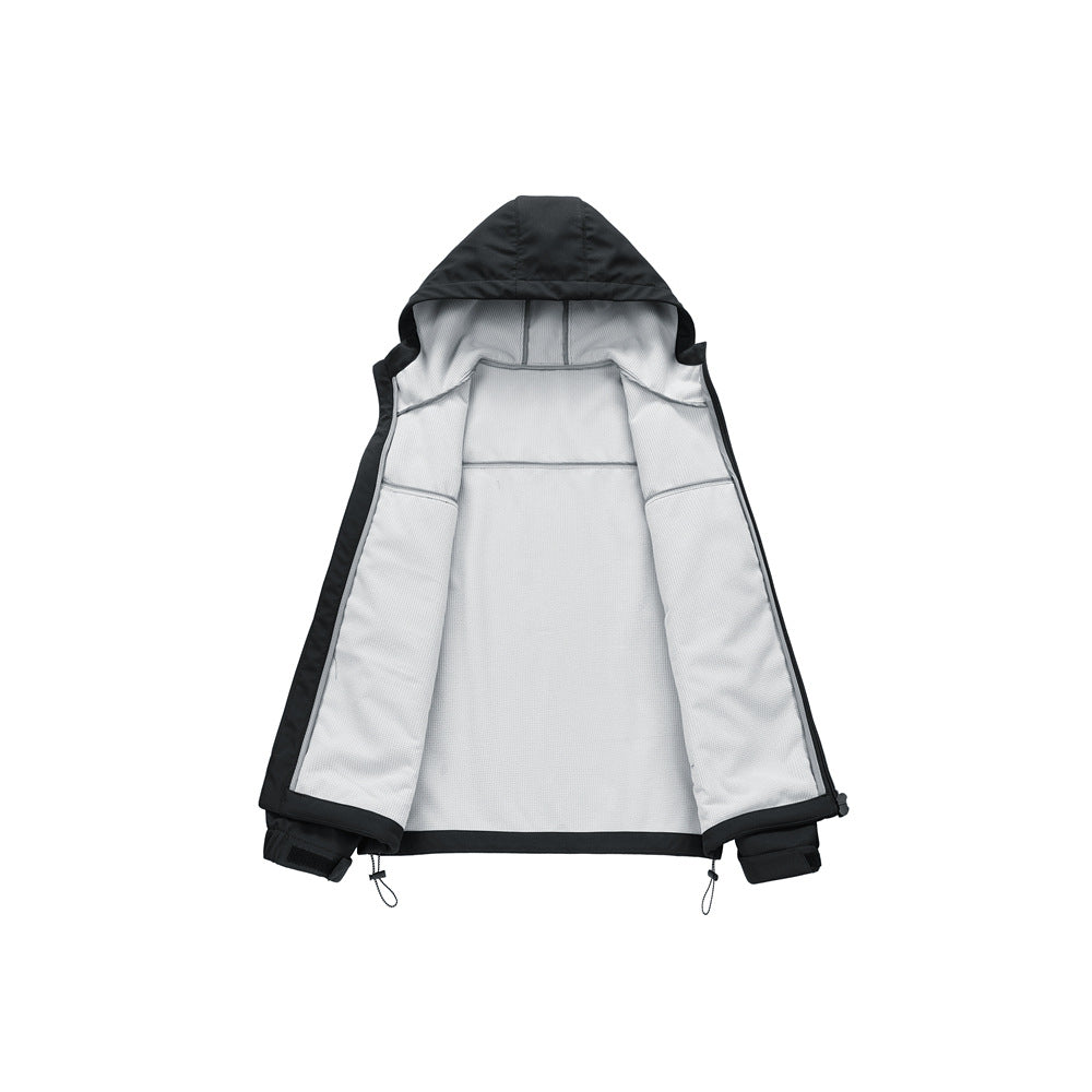 Herren Outdoorjacke Winddicht Funktionell Verstellbare Kapuze