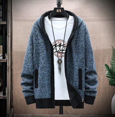 Herren Strickjacke Asymmetrisch Reißverschluss Taschen Modern