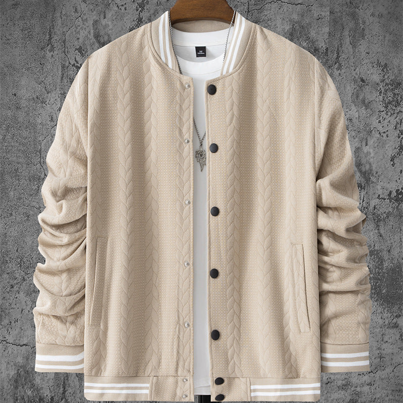 Herren Bomberjacke Sportlich Strickmuster Modern