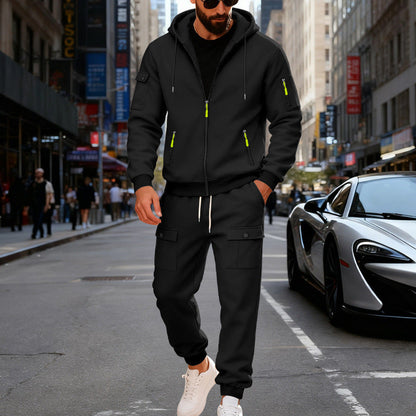Sportliches Herren-Outfit Hoodie und Cargohose Set Grau