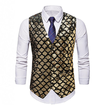 Herren Weste Pailletten Elegant Glitzernd