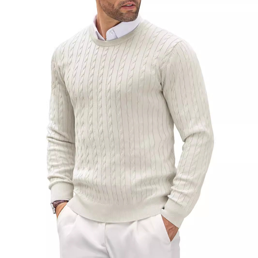 Strickpullover Herren Zopfmuster Modern Grau