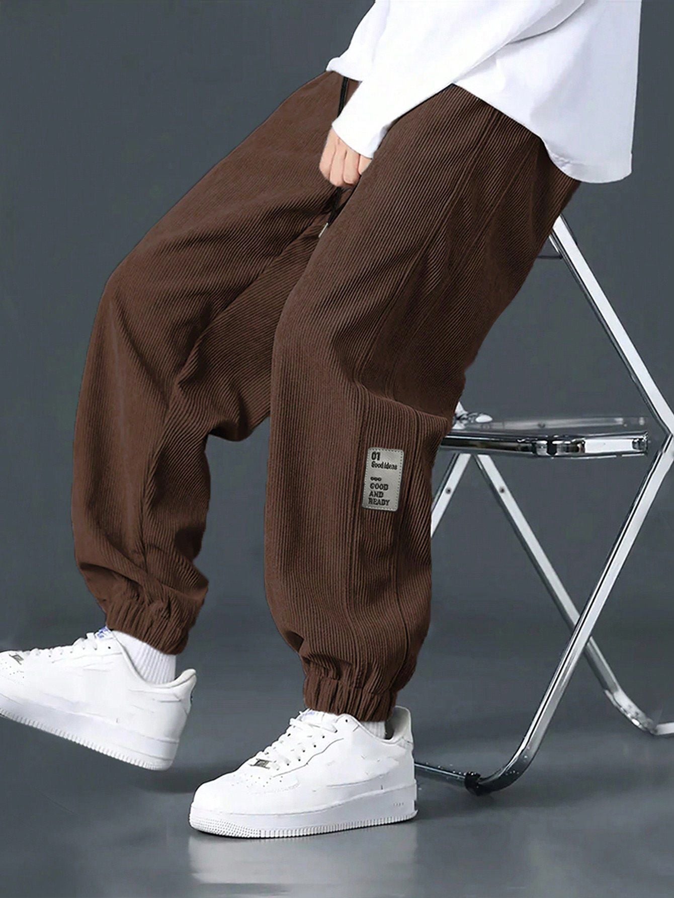 Herren Cargohose Bequem Rippstruktur Viel Taschen
