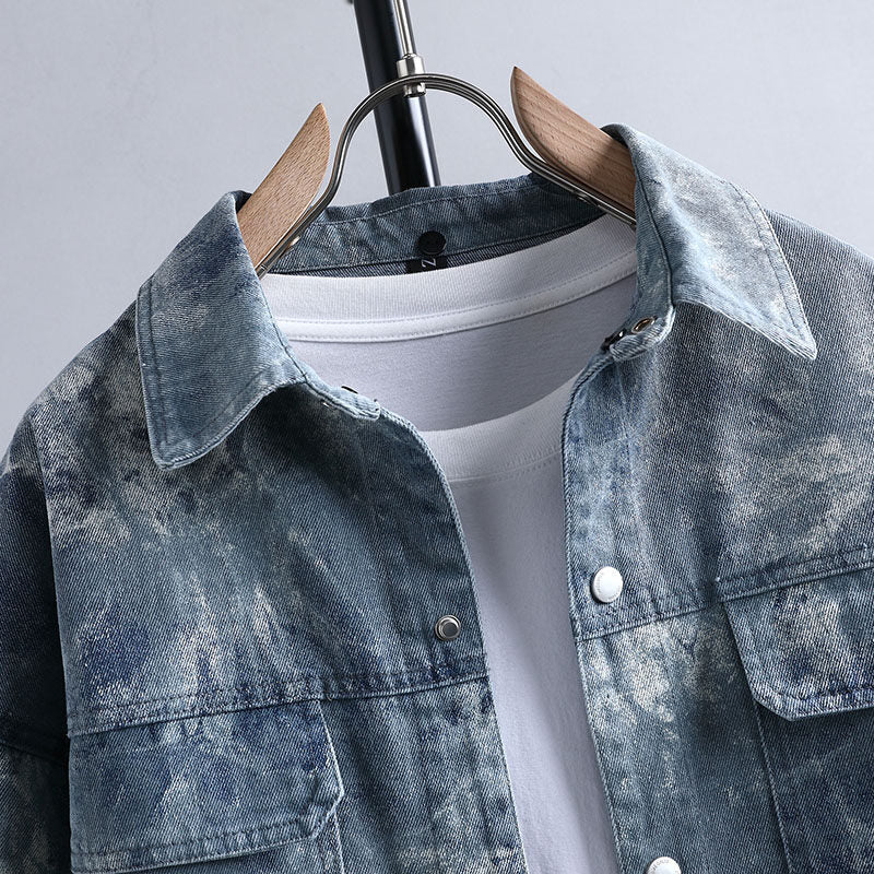 Herren Denimjacke Lässig Used Look Jeansjacke Männer