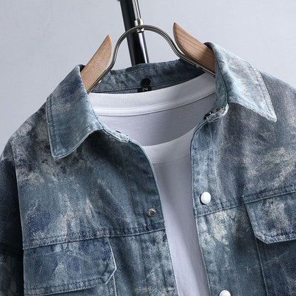 Herren Denimjacke Lässig Used Look Jeansjacke Männer