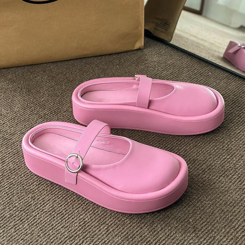 Damenschuhe Plateau Pantoletten Komfortabel Weite Einstellbar