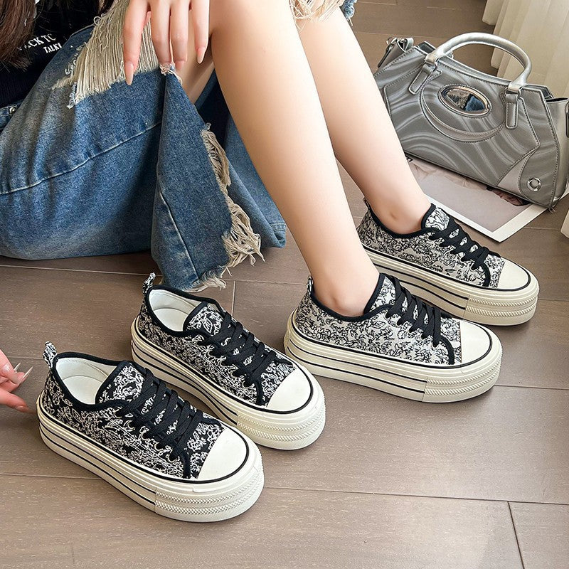 Damen Plateausneaker Höhe Hochzeitsschuhe mit Gummisohle Stabil
