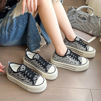 Damen Plateausneaker Höhe Hochzeitsschuhe mit Gummisohle Stabil