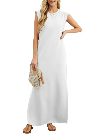 Damen Maxikleid Elegant Lang Ärmig Schlicht