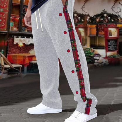 Herren Freizeithosen Modern kariert mit Knopfleiste