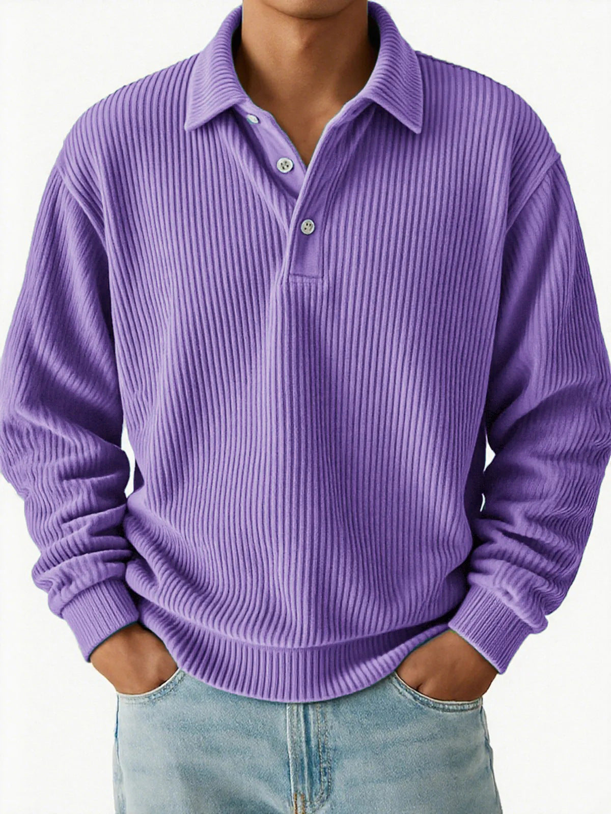 Herren Poloshirt Klassisch Rippstruktur Slim Fit