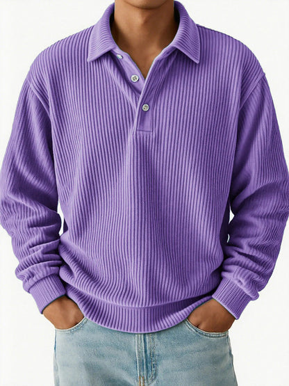 Herren Poloshirt Klassisch Rippstruktur Slim Fit
