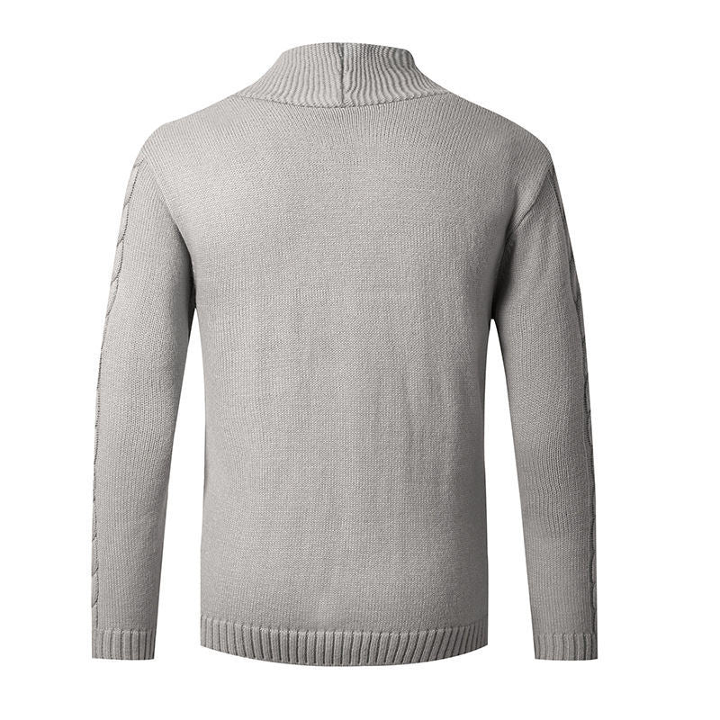 Herren Strickjacke Elegantes Zopfmuster Hochkragen Modern
