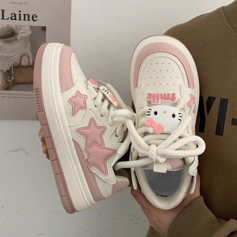 Damen Sneaker Sternen Motiv Comfort Sohle