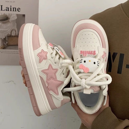 Damen Sneaker Sternen Motiv Comfort Sohle