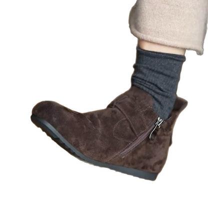 Damen Mokassins Bequem Reißverschluss Schuhe Heidi Stil