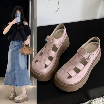 Damen Plateau-Sandalen Weich Bequem Mit Riemchen