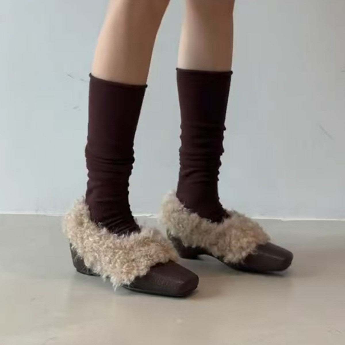 Damen Mokassins Flauschig Stylisch Wintermode