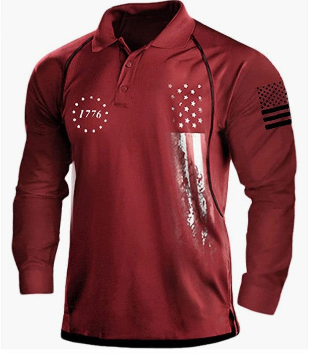 Herren Poloshirt Langarm Patriotisch Berlin Style