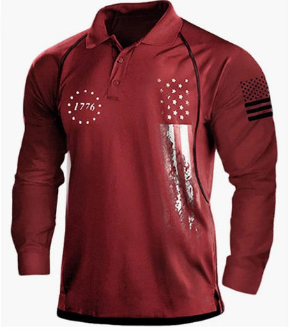 Herren Poloshirt Langarm Patriotisch Berlin Style