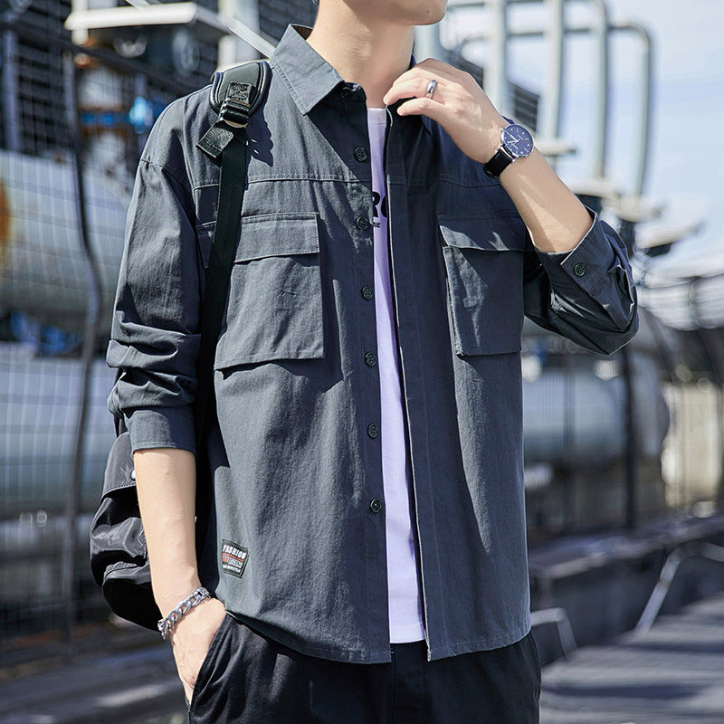 Herren Hemdjacke Modern mit Taschen Praktisch