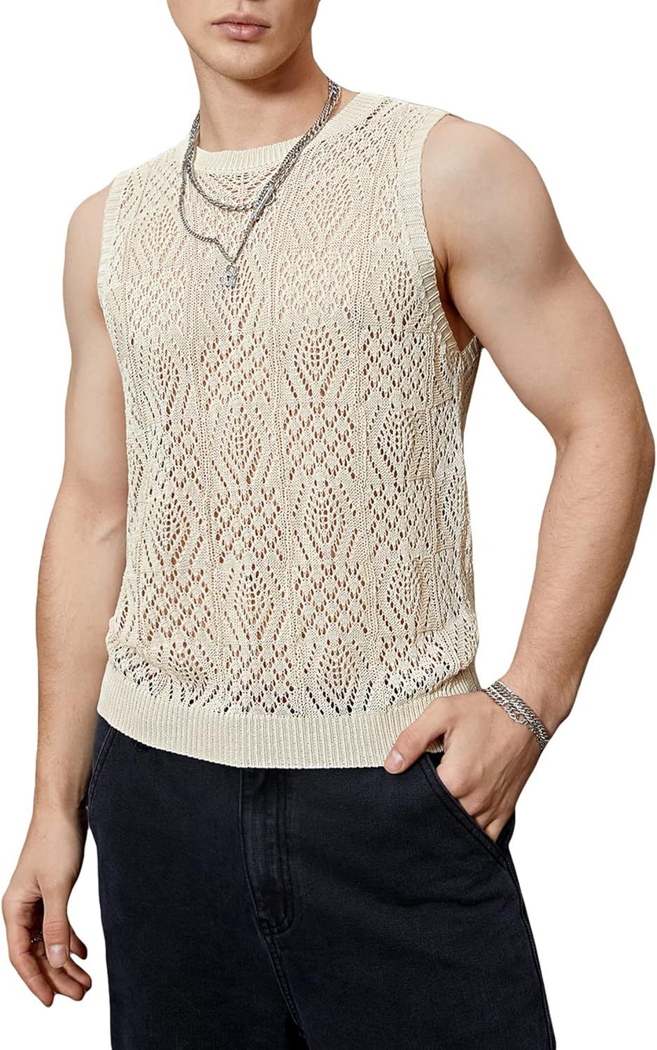 Herren Strickpullover Modernes Lochmuster Trendy