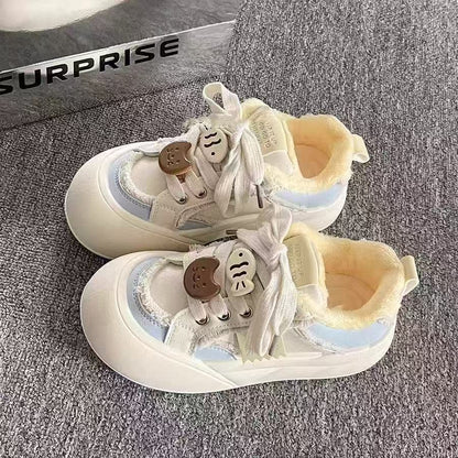 Damen Sneaker Flauschig Weich Schnürsenkel Trendy