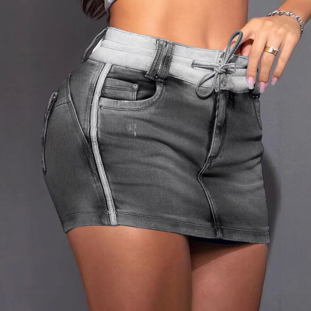 Damen Minirock Denim Stretch Elastisch Modern
