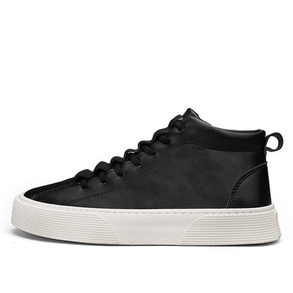 Damen Sneaker High-Top Kunstleder rutschfest Schwarz Mode