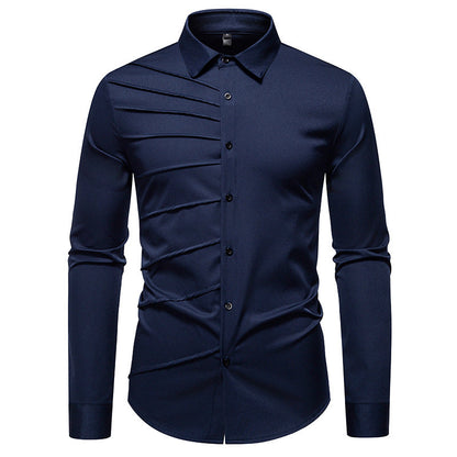 Herren Langarmhemd Modern Strukturiert Trendy