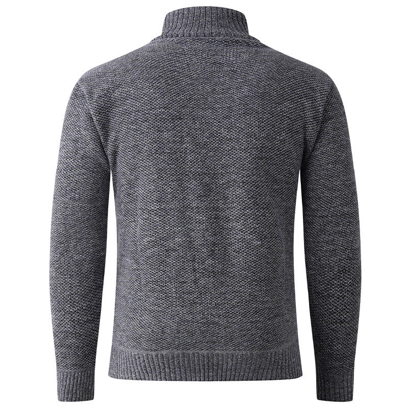 Herren Strickpullover Hochkragen Knopfverschluss Modern