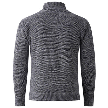 Herren Strickpullover Hochkragen Knopfverschluss Modern