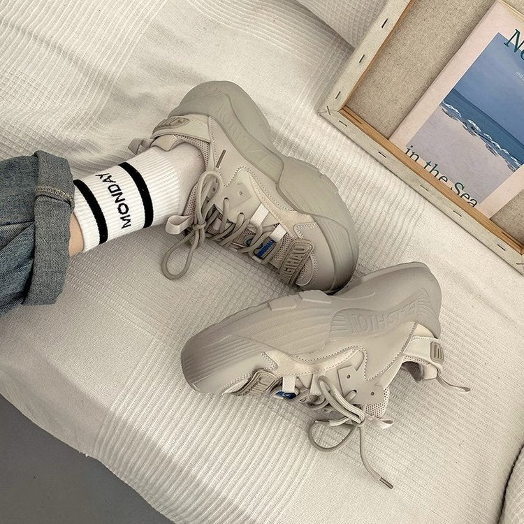 Damen Sneaker Sportlich Chunky Stabile Sohle Modern
