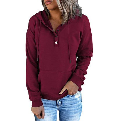 Damen Hoodie Lässig Oversized mit Knöpfen Modern - BerlinGlamour