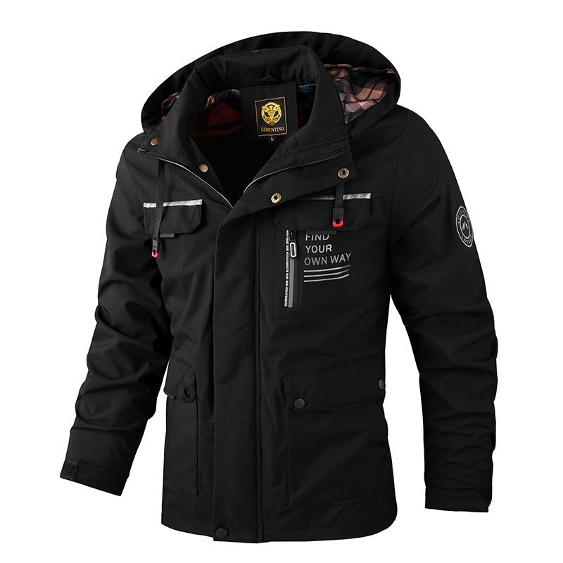 Wetterfeste Herrenjacke mit Kapuze und Taschen Waterproof