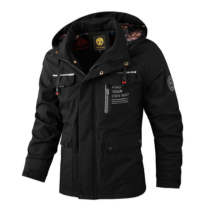 Wetterfeste Herrenjacke mit Kapuze und Taschen Waterproof