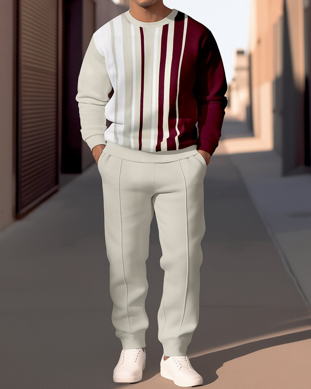 Herren Sweatanzug Modern Streifenmuster Bequem