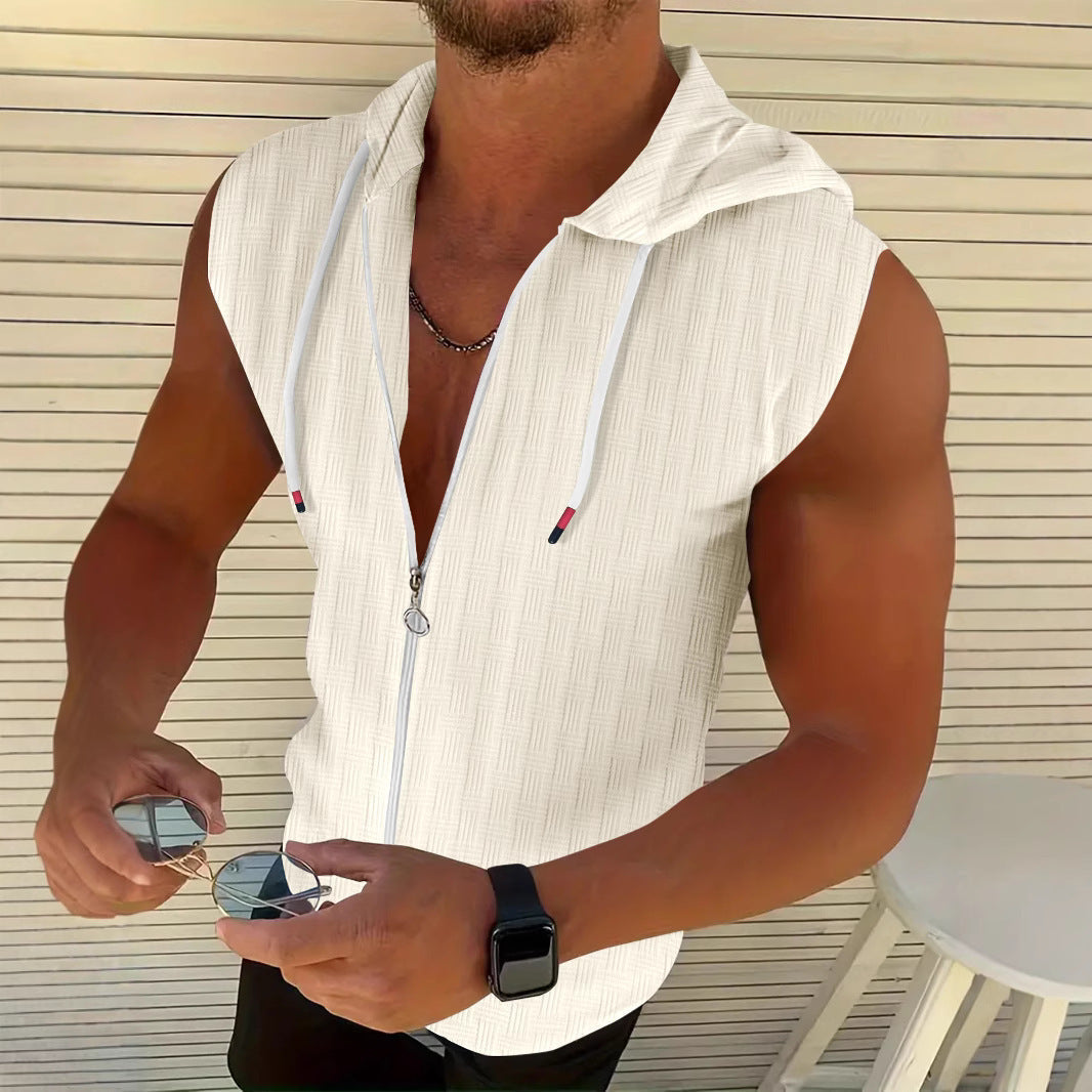 Herren Hoodie Ärmellos Reißverschluss Sportlich Modern - BerlinGlamour