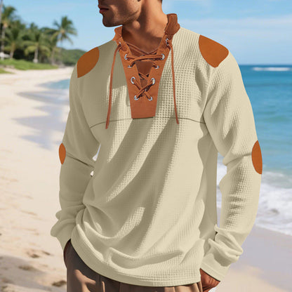 Für den Online-Shop Herren lässiges Langarm-Henley-Shirt schreibe ich: 

Herren lässiges Langarm-Henley-Shirt → Elegantes Herren-Shirt mit stilvollem Design