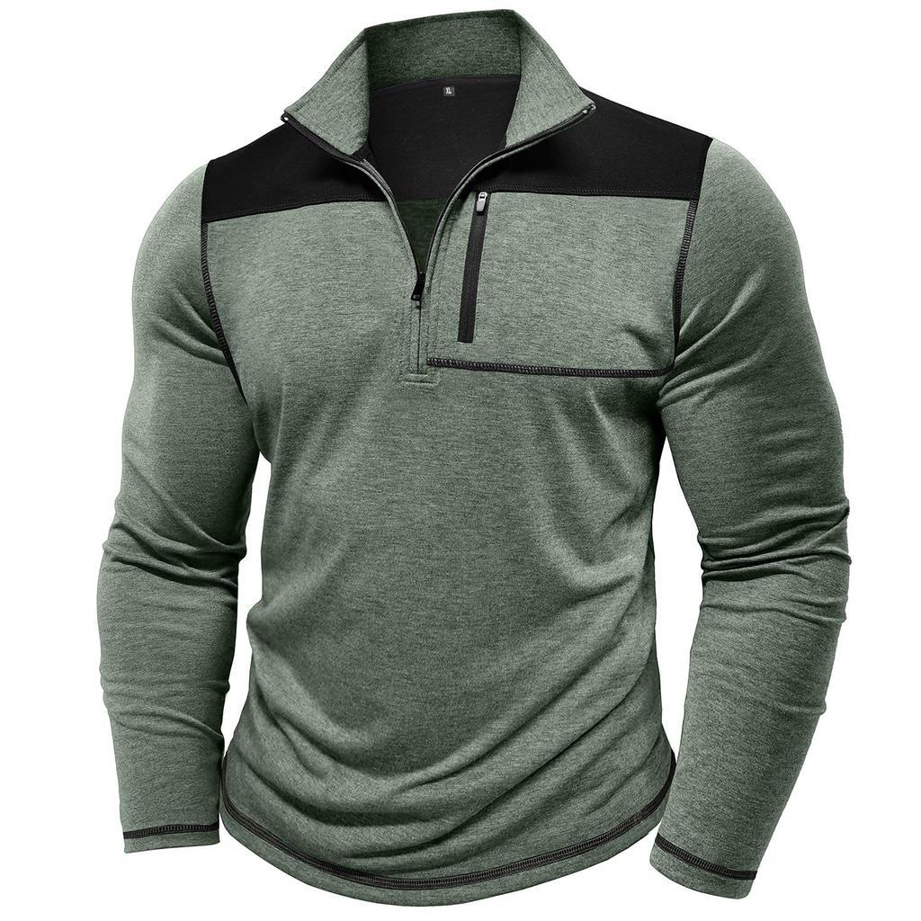 Herren Pullover Sportlich Half-Zip mit Brusttasche Modern