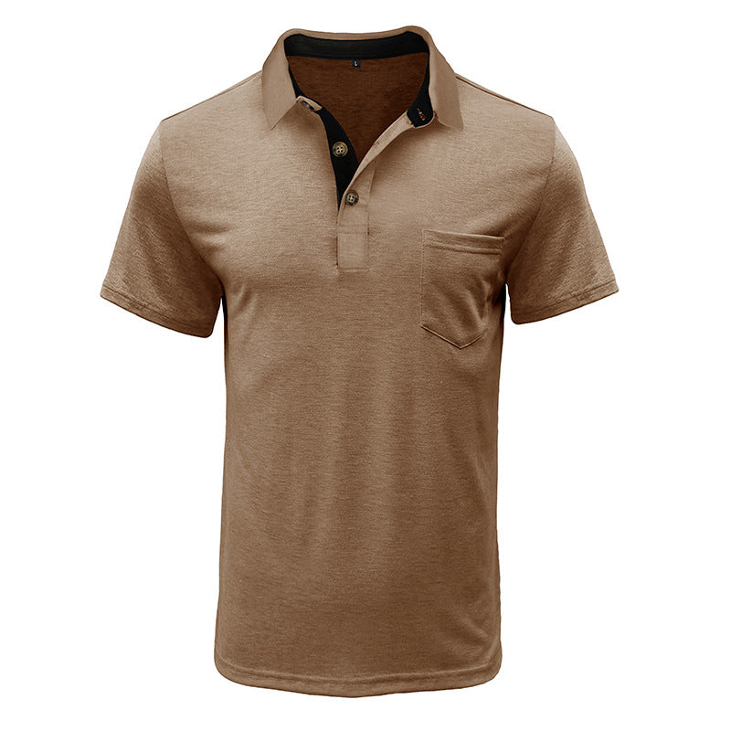 Herren Polo-Shirt Modern Kragen Brusttasche Slim Fit