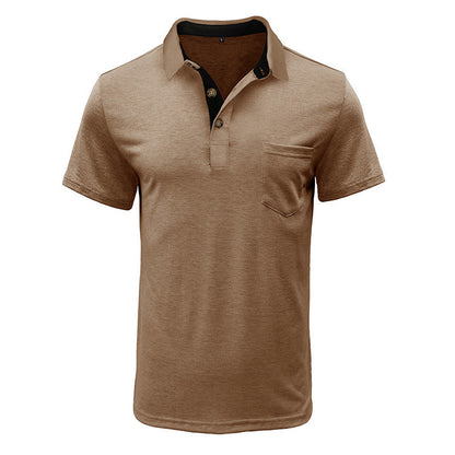Herren Polo-Shirt Modern Kragen Brusttasche Slim Fit